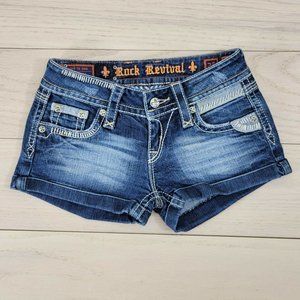 Rock revival alanis blue jean shorts Size 25, Cuffed